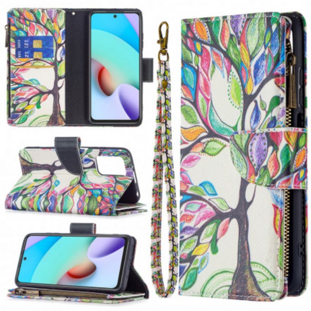 Flip Case Für Xiaomi Redmi 10 Reißverschlusstasche Mit Baum