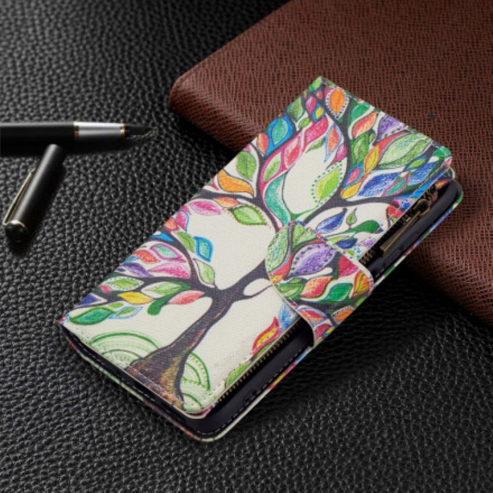 Flip Case Für Xiaomi Redmi 10 Reißverschlusstasche Mit Baum