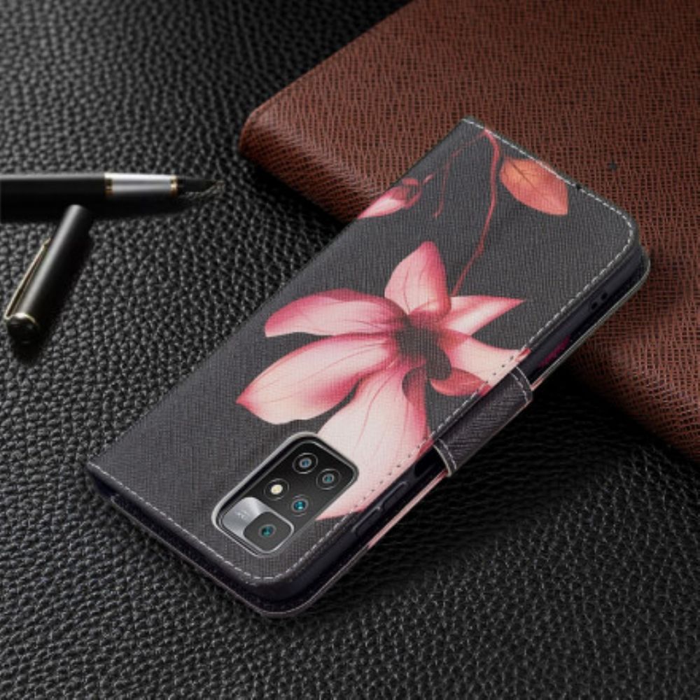 Flip Case Für Xiaomi Redmi 10 Rosa Blume