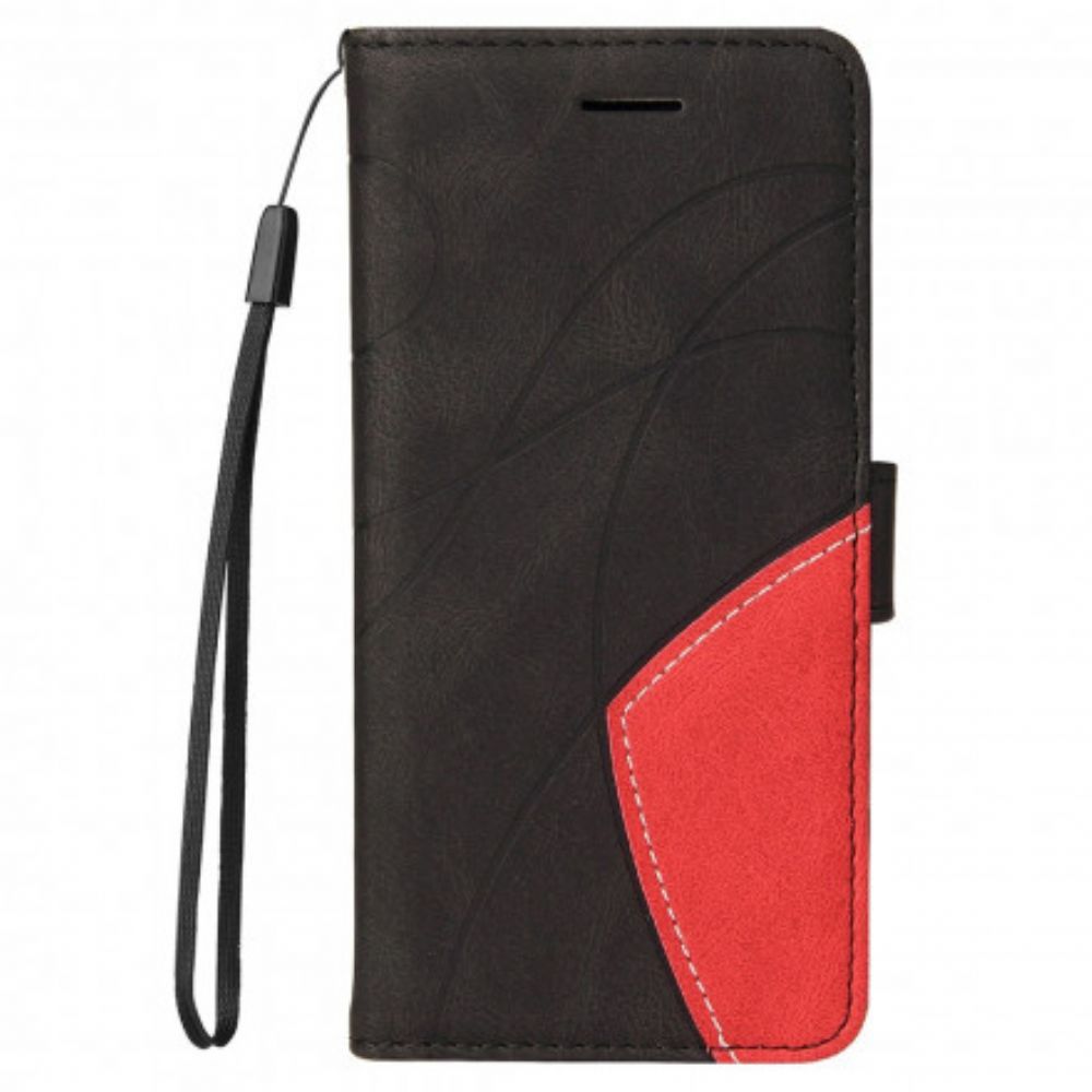 Flip Case Für Xiaomi Redmi 10 Signatur Zweifarbiges Kunstleder