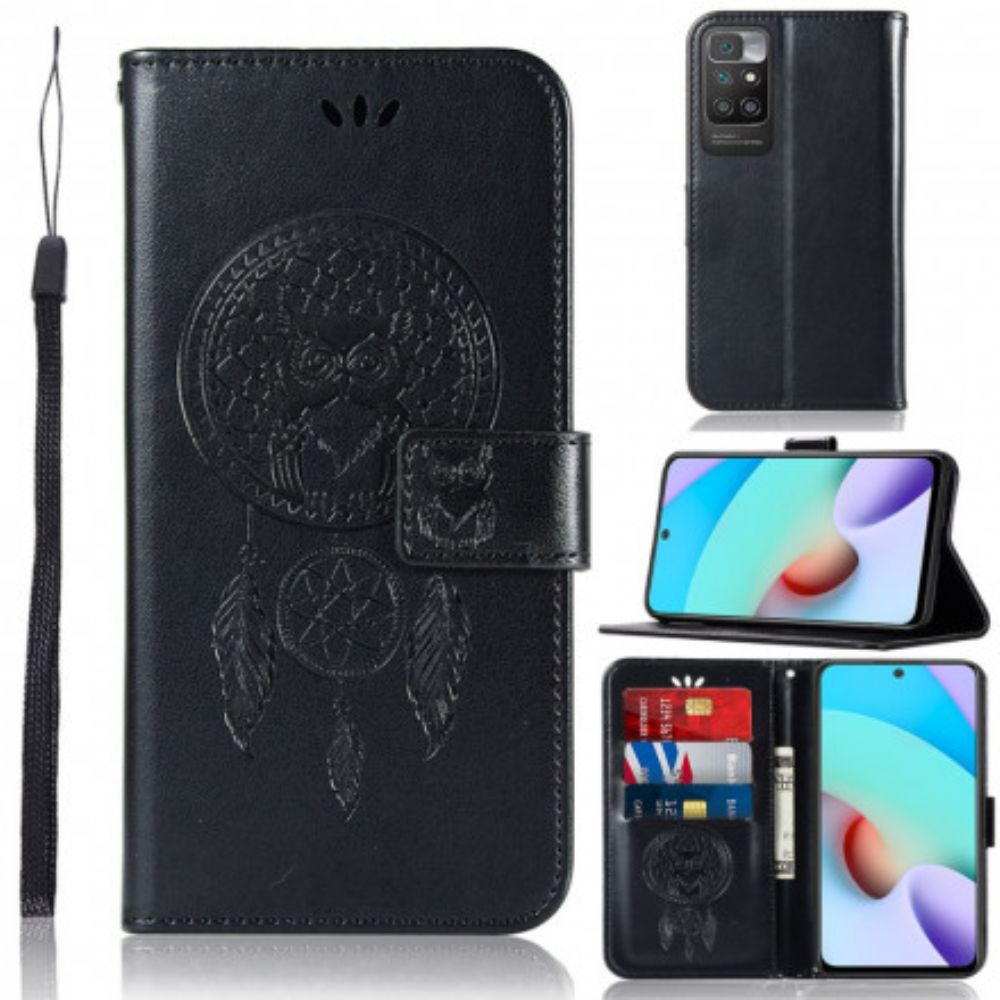 Flip Case Für Xiaomi Redmi 10 Traumfänger-eule In Lederoptik