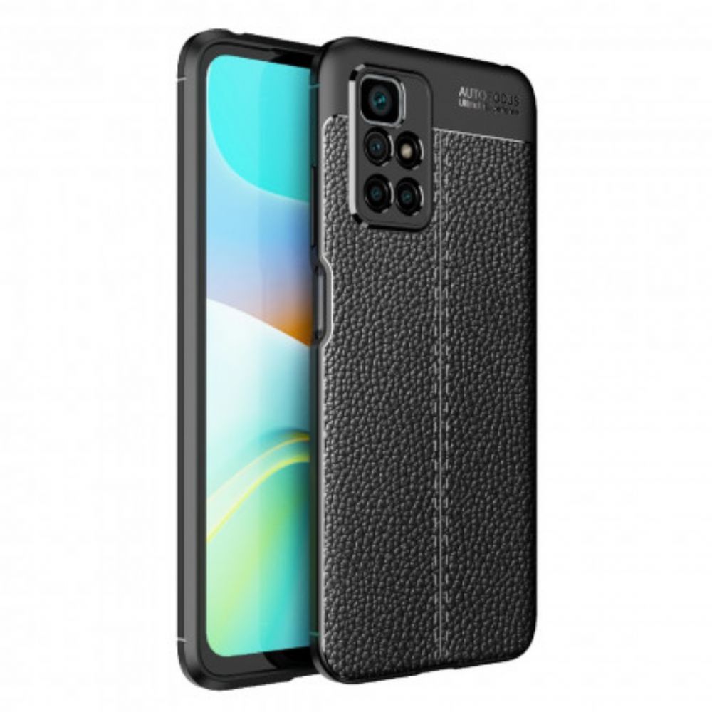 Hülle Für Xiaomi Redmi 10 Doppellinie Litschi-leder-effekt