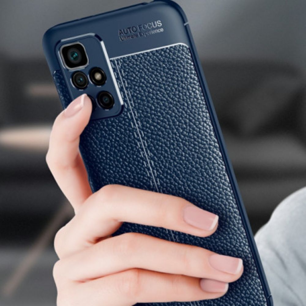 Hülle Für Xiaomi Redmi 10 Doppellinie Litschi-leder-effekt