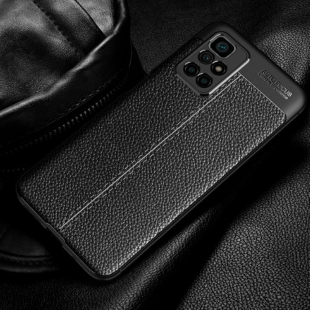 Hülle Für Xiaomi Redmi 10 Doppellinie Litschi-leder-effekt