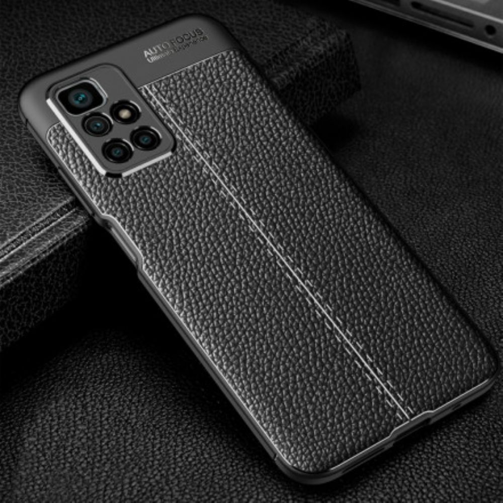 Hülle Für Xiaomi Redmi 10 Doppellinie Litschi-leder-effekt