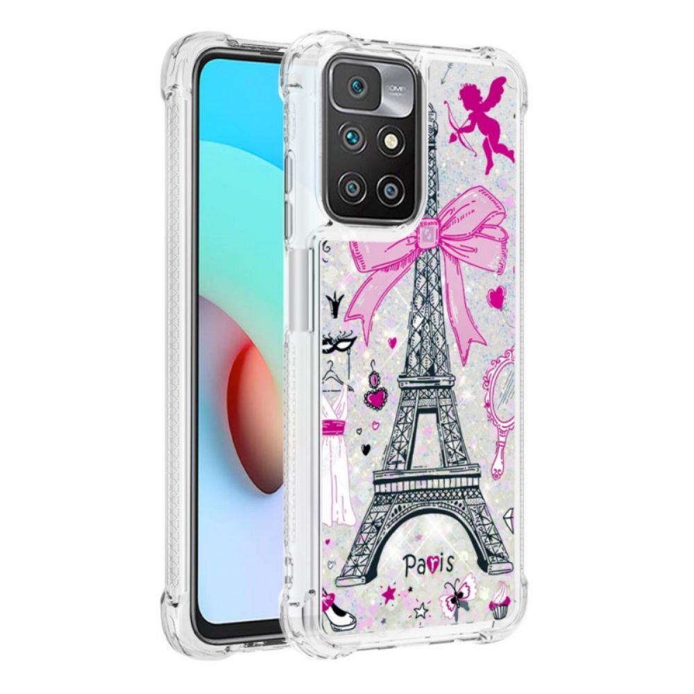 Hülle Für Xiaomi Redmi 10 Eiffelturm Glitzer
