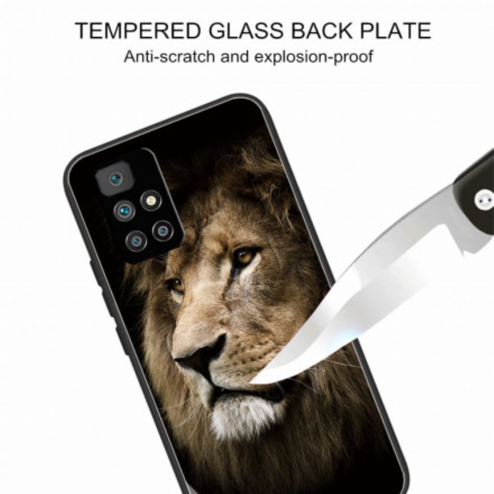 Hülle Für Xiaomi Redmi 10 Löwenkopf Aus Gehärtetem Glas