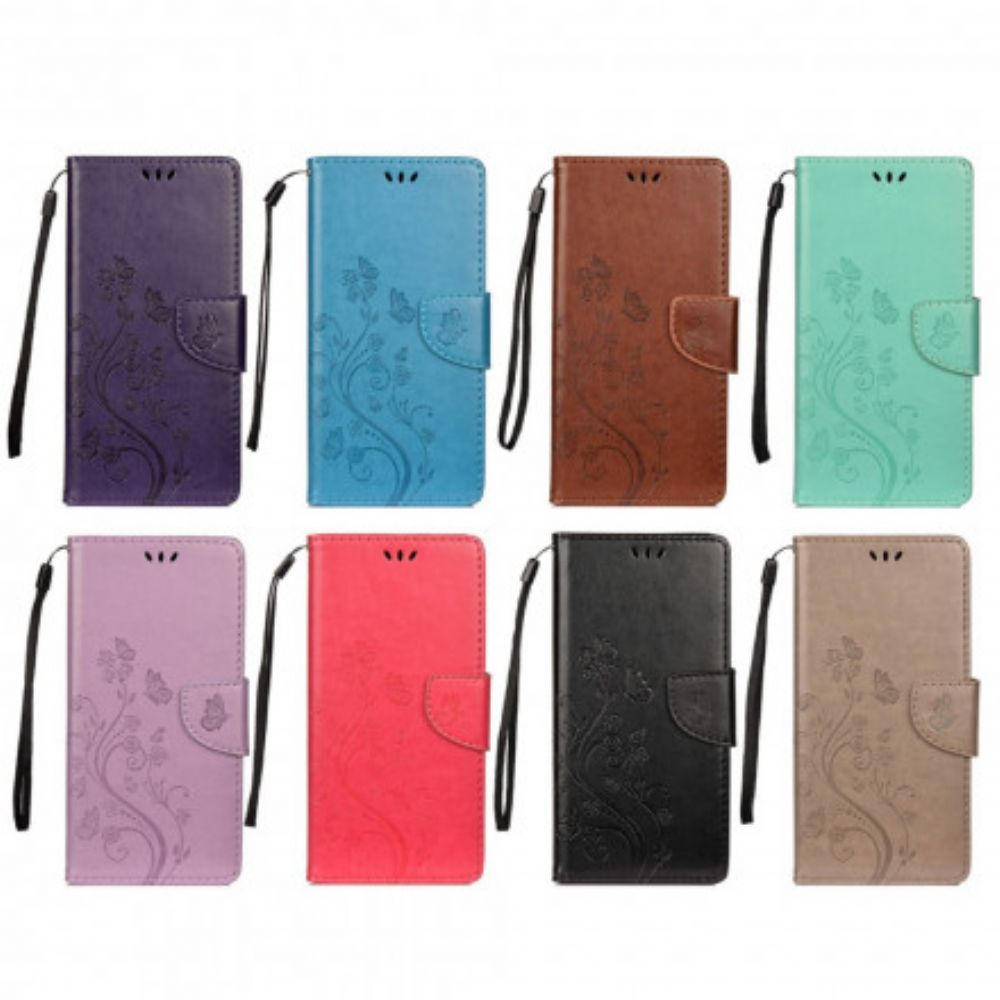 Lederhüllen Für Xiaomi Redmi 10 Asiatische Schmetterlinge Und Blumen