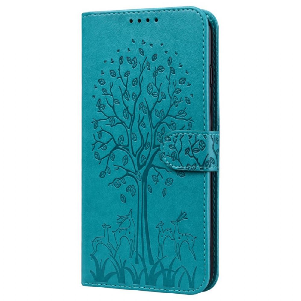 Lederhüllen Für Xiaomi Redmi 10 Baum Und Hirsch
