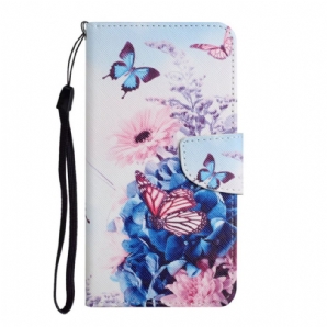 Lederhüllen Für Xiaomi Redmi 10 Blumenstrauß Und Schmetterlinge
