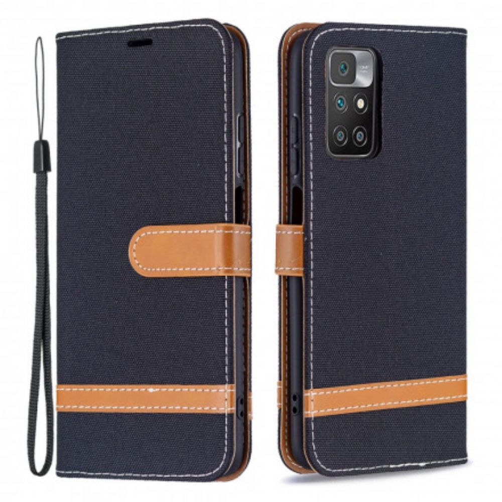 Lederhüllen Für Xiaomi Redmi 10 Mit Kordel Armband In Stoff- Und Lederoptik
