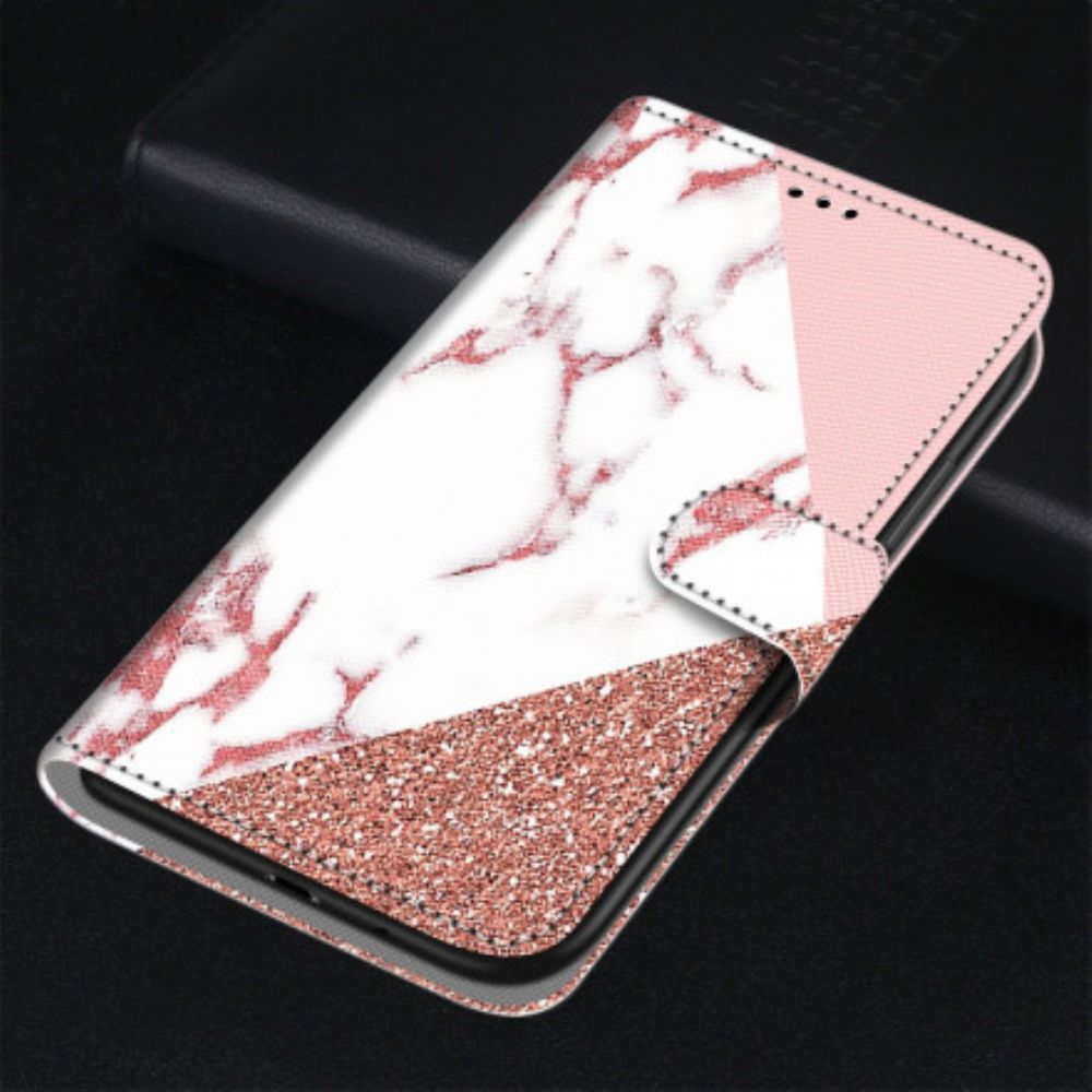 Lederhüllen Für Xiaomi Redmi 10 Murmel- Und Glitzerdreieck