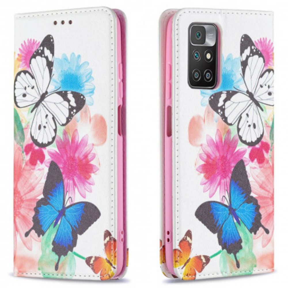 Schutzhülle Für Xiaomi Redmi 10 Flip Case Bunte Schmetterlinge