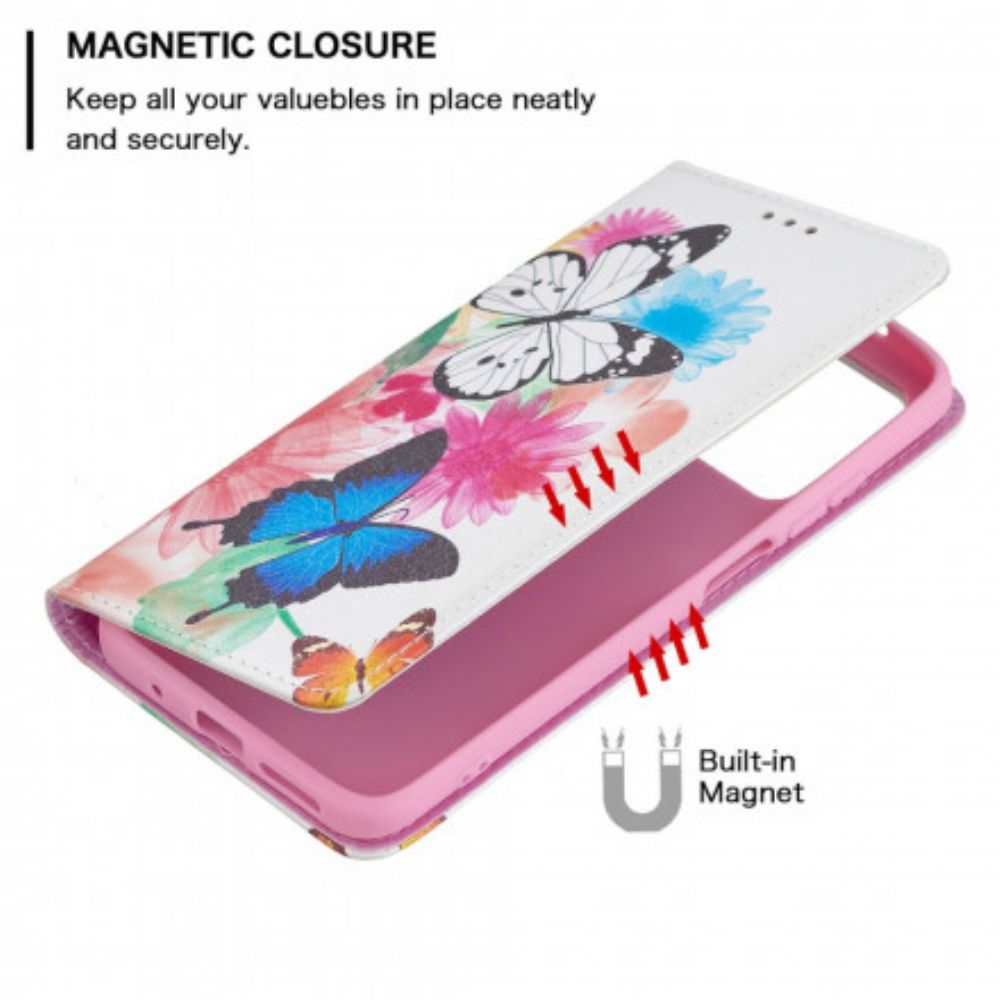 Schutzhülle Für Xiaomi Redmi 10 Flip Case Bunte Schmetterlinge
