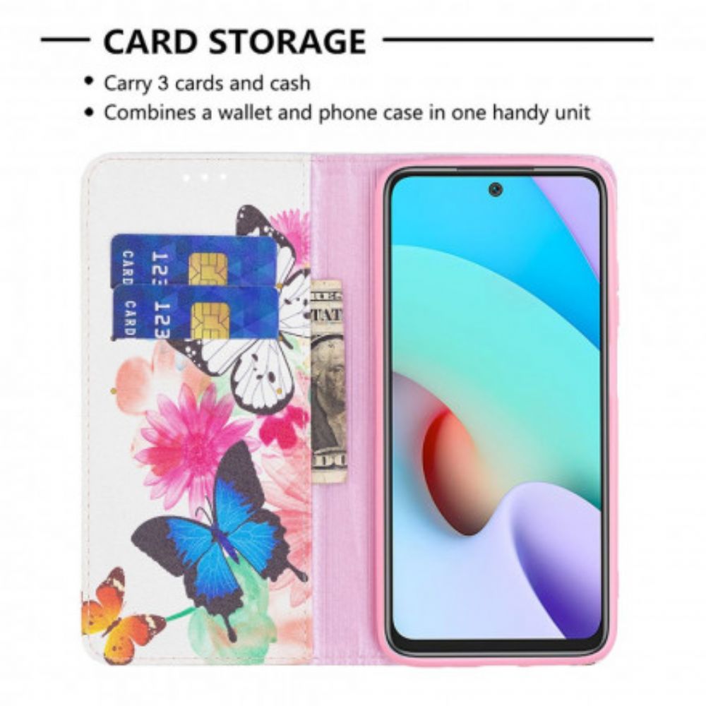 Schutzhülle Für Xiaomi Redmi 10 Flip Case Bunte Schmetterlinge