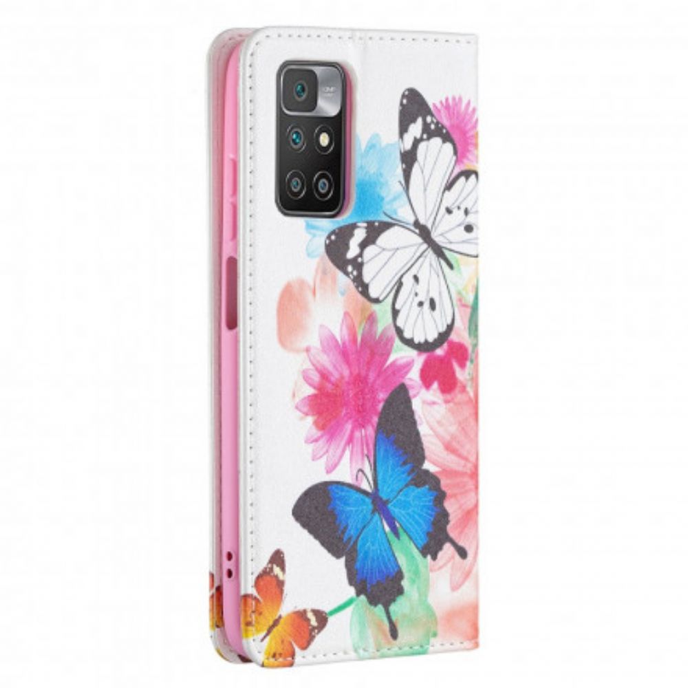 Schutzhülle Für Xiaomi Redmi 10 Flip Case Bunte Schmetterlinge