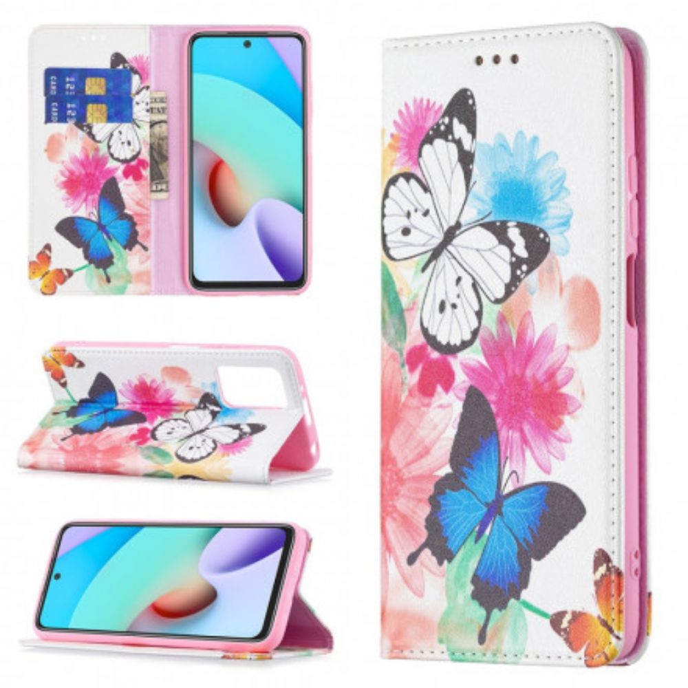Schutzhülle Für Xiaomi Redmi 10 Flip Case Bunte Schmetterlinge