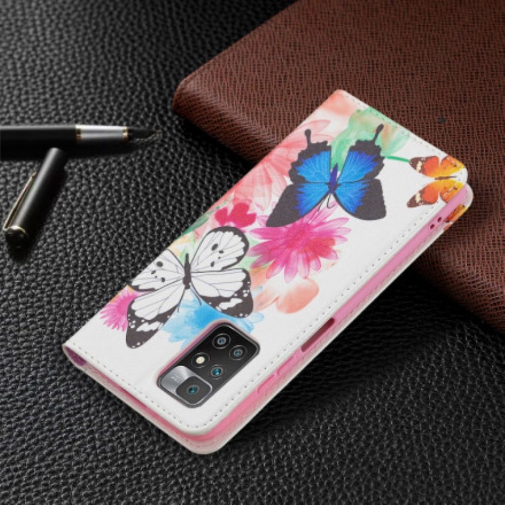 Schutzhülle Für Xiaomi Redmi 10 Flip Case Bunte Schmetterlinge
