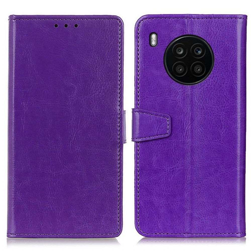 Flip Case Für Honor 50 Lite Einfacher Glänzender Ledereffekt