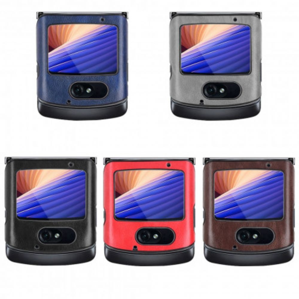 Handyhülle Für Motorola Razr 5G Kunstleder Litschi