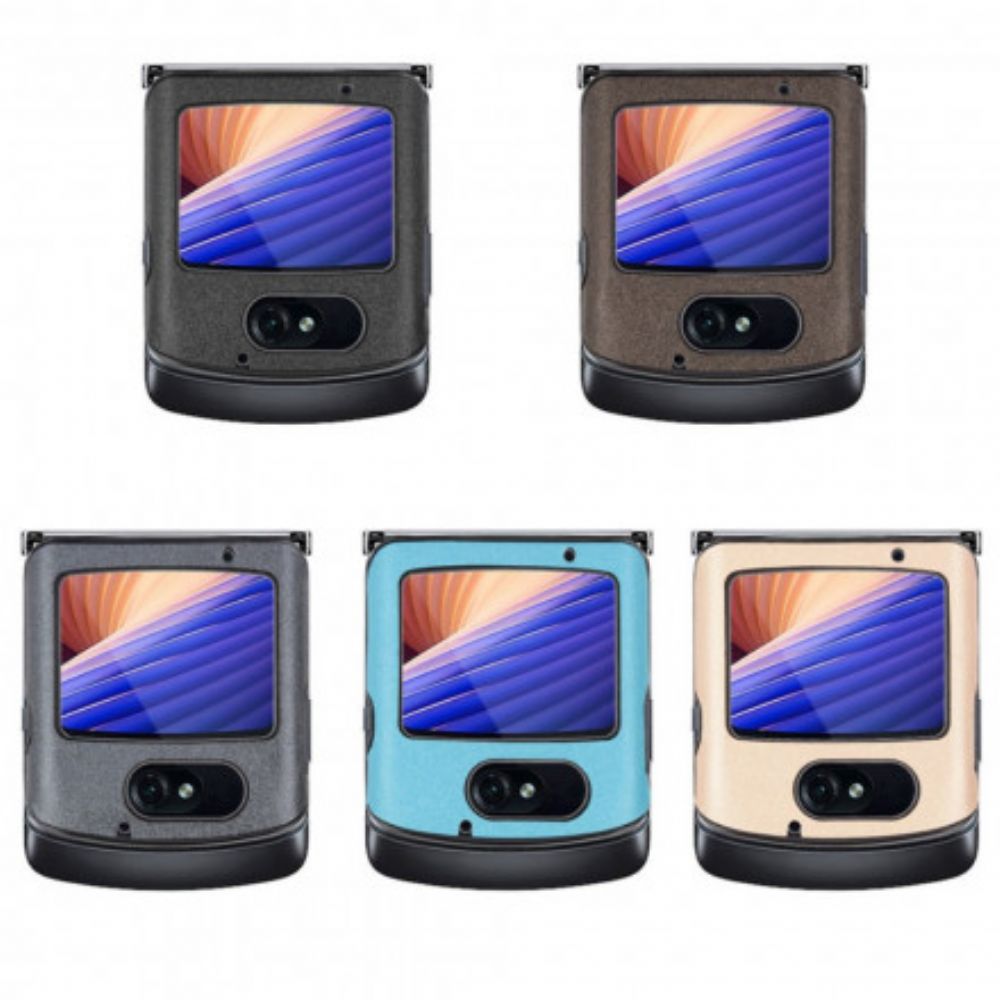 Handyhülle Für Motorola Razr 5G Sandfarbenes Kunstleder