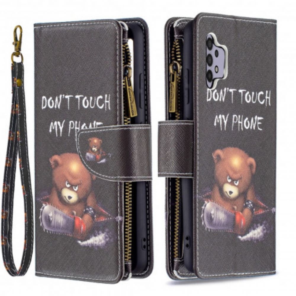 Flip Case Für Samsung Galaxy A32 4G Bärentasche Mit Reißverschluss