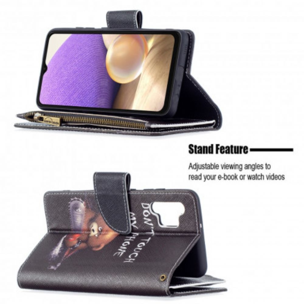 Flip Case Für Samsung Galaxy A32 4G Bärentasche Mit Reißverschluss