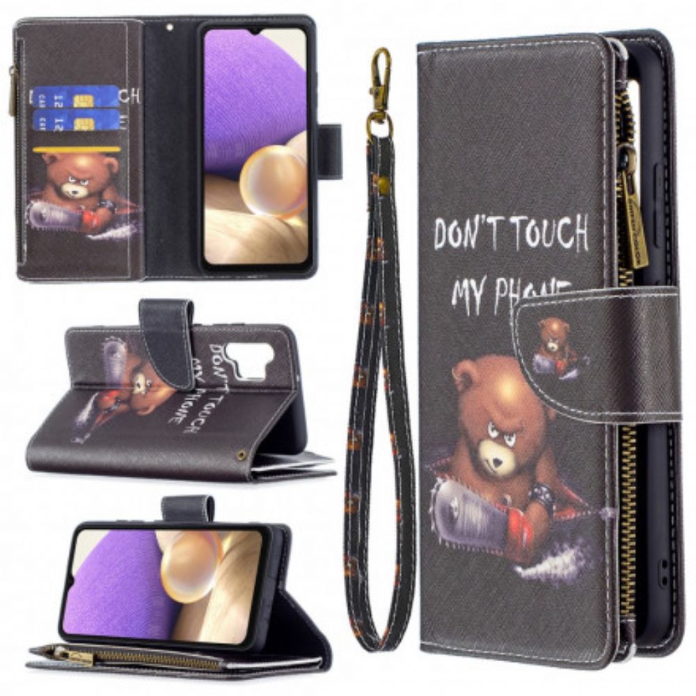 Flip Case Für Samsung Galaxy A32 4G Bärentasche Mit Reißverschluss