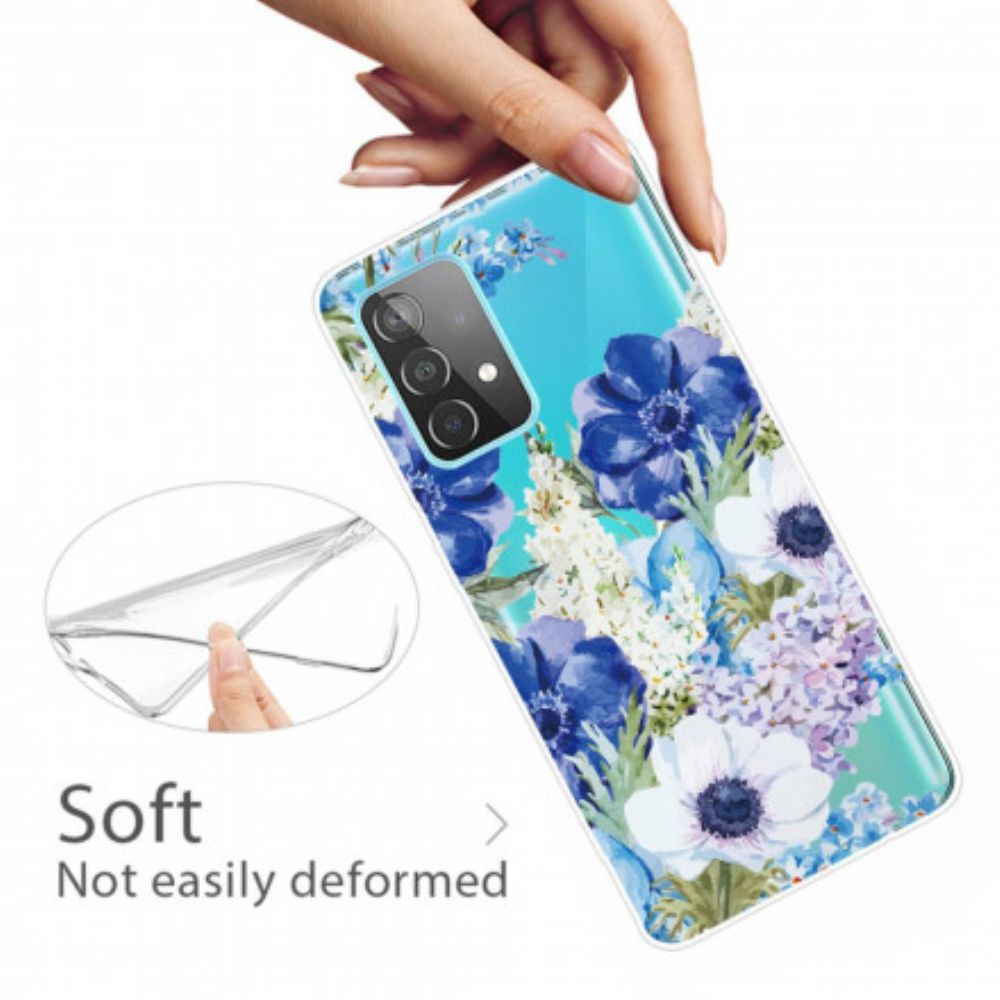 Handyhülle Für Samsung Galaxy A32 4G Aquarell Blaue Blumen