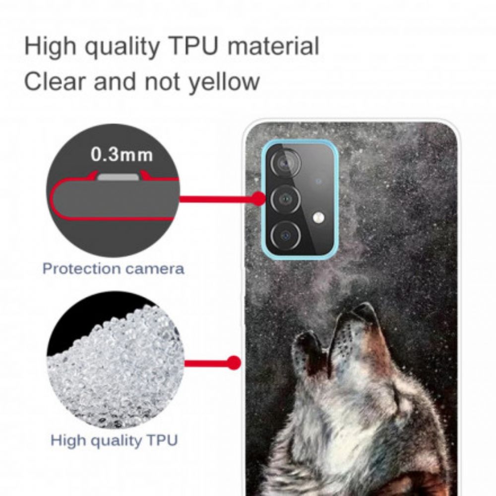 Handyhülle Für Samsung Galaxy A32 4G Erhabener Wolf