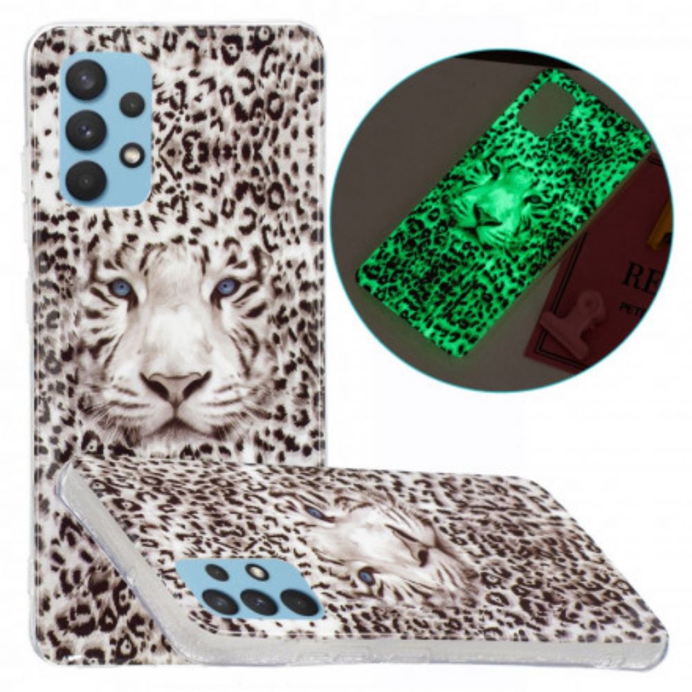 Handyhülle Für Samsung Galaxy A32 4G Fluoreszierender Leopard