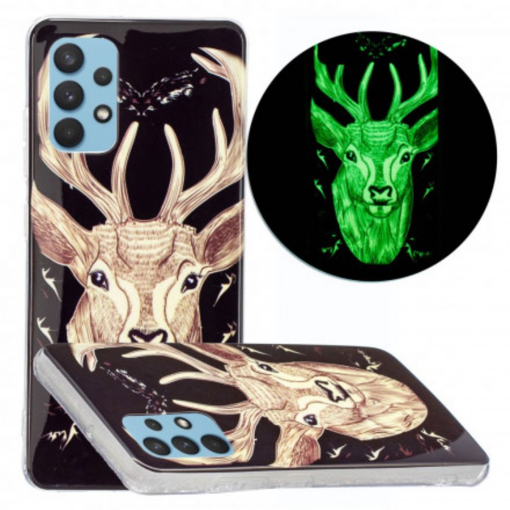 Hülle Für Samsung Galaxy A32 4G Fluoreszierender Majestätischer Hirsch