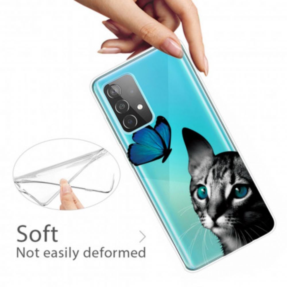 Hülle Für Samsung Galaxy A32 4G Katze Und Schmetterling