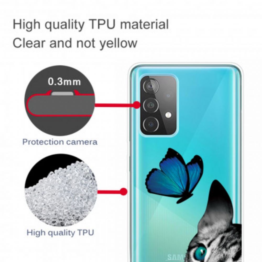 Hülle Für Samsung Galaxy A32 4G Katze Und Schmetterling