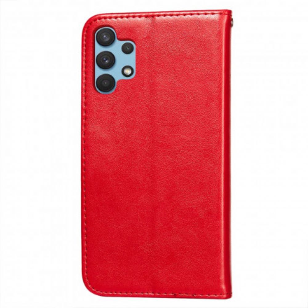 Lederhüllen Für Samsung Galaxy A32 4G Blumenstickdruck