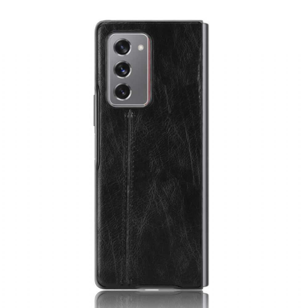 Hülle Für Samsung Galaxy Z Fold 2 Nähte Lederoptik