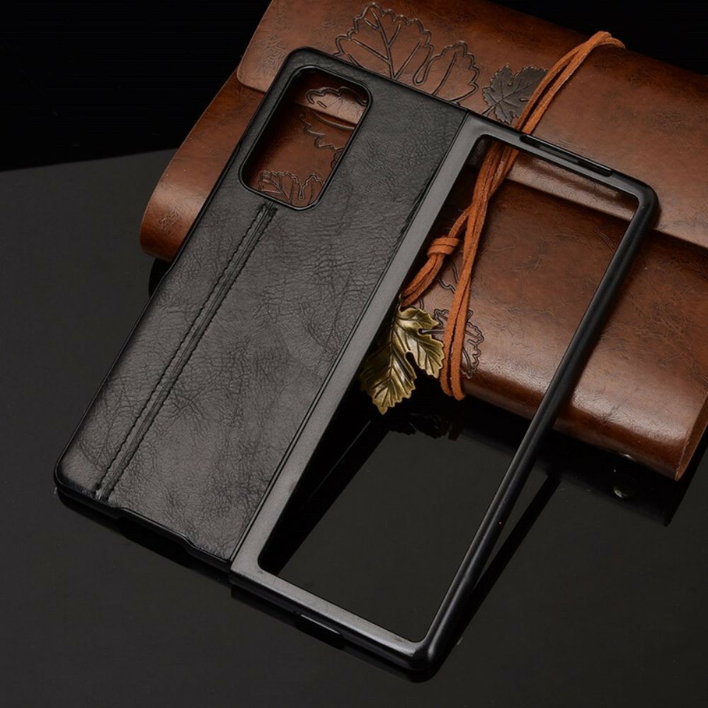 Hülle Für Samsung Galaxy Z Fold 2 Nähte Lederoptik