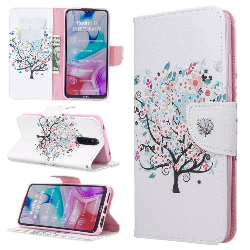 Flip Case Für Xiaomi Redmi 8 Blumiger Baum
