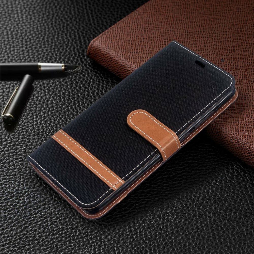 Flip Case Für Xiaomi Redmi 8 Mit Kordel Armband In Stoff- Und Lederoptik