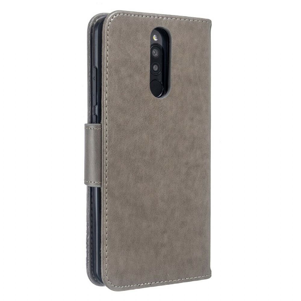 Lederhüllen Für Xiaomi Redmi 8 Mit Kordel Schmetterlinge Bedruckter Riemen