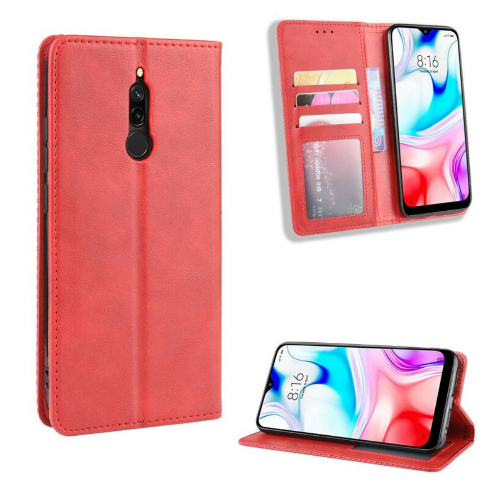Schutzhülle Für Xiaomi Redmi 8 Flip Case Stilisierter Vintage-ledereffekt