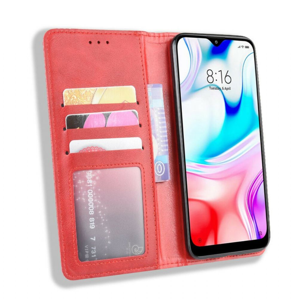 Schutzhülle Für Xiaomi Redmi 8 Flip Case Stilisierter Vintage-ledereffekt