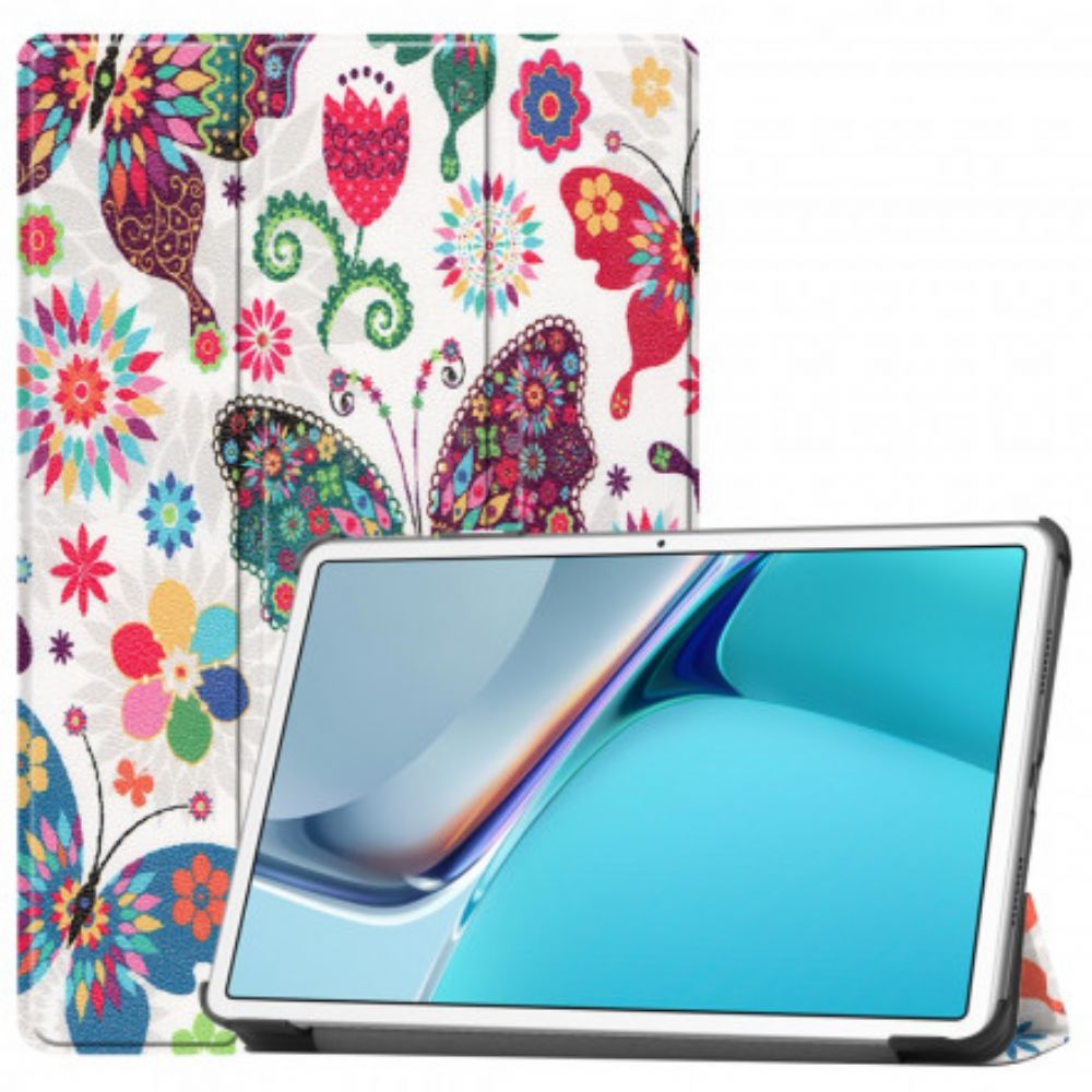 Schutzhülle Für Huawei MatePad 11 Retro Schmetterlinge Und Blumen