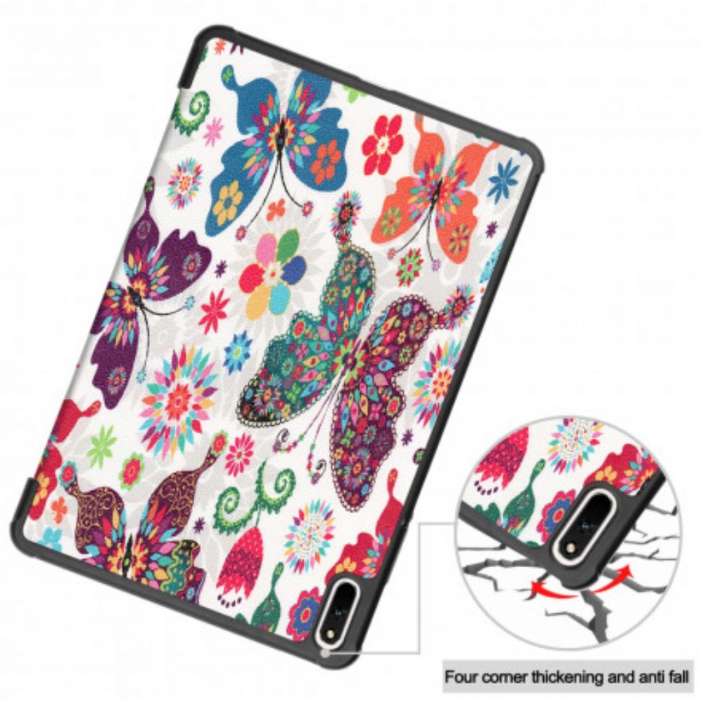 Schutzhülle Für Huawei MatePad 11 Retro Schmetterlinge Und Blumen
