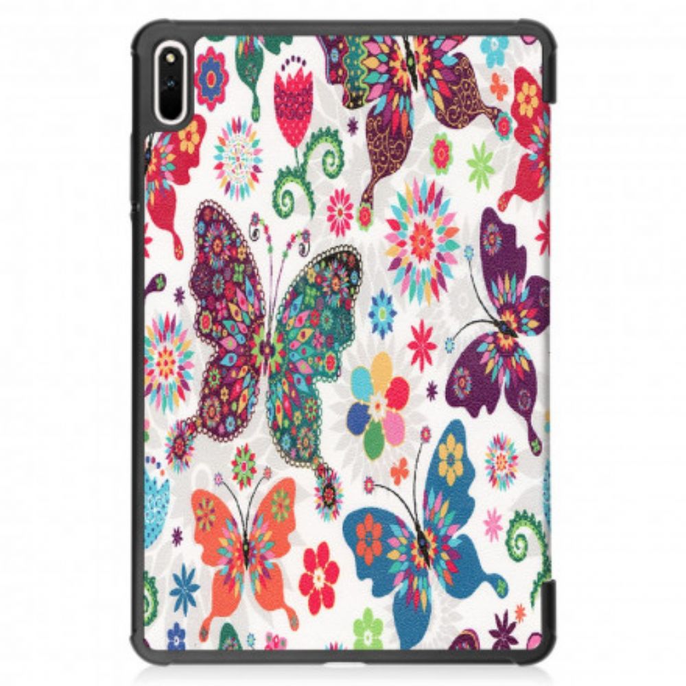 Schutzhülle Für Huawei MatePad 11 Retro Schmetterlinge Und Blumen