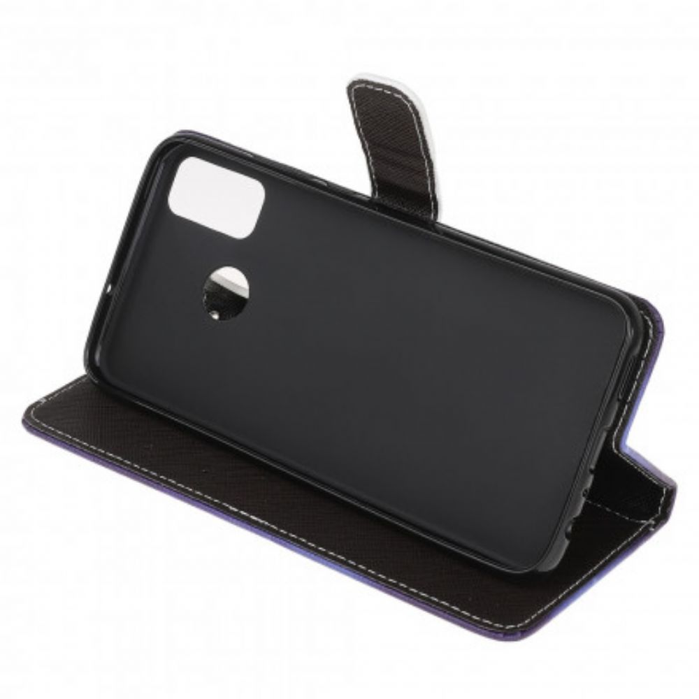 Lederhüllen Für Moto G50 Mit Kordel String Mit Schwarzen Katzenaugen