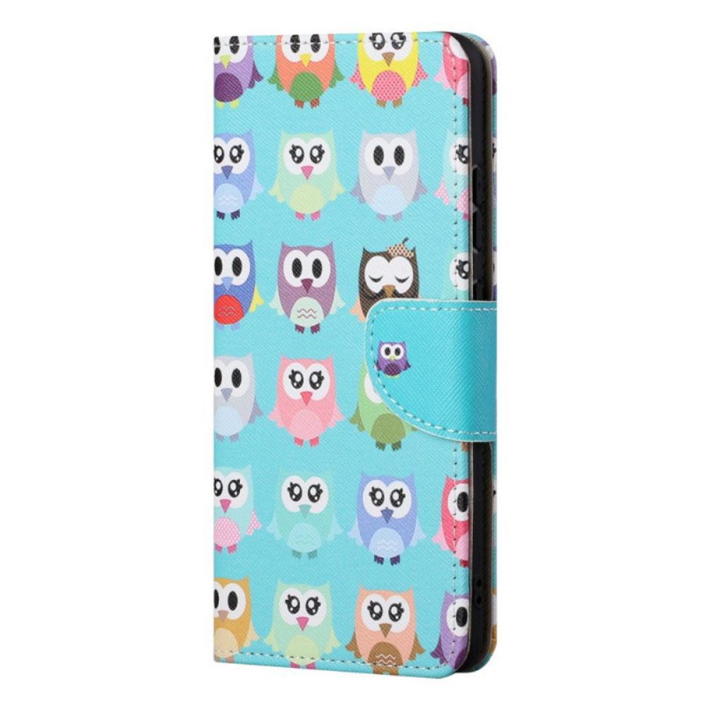 Flip Case Für Samsung Galaxy M52 5G Eulen