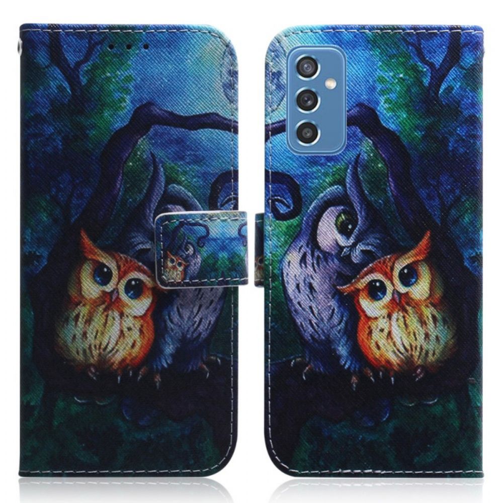 Flip Case Für Samsung Galaxy M52 5G Geheimnisvolle Eulen