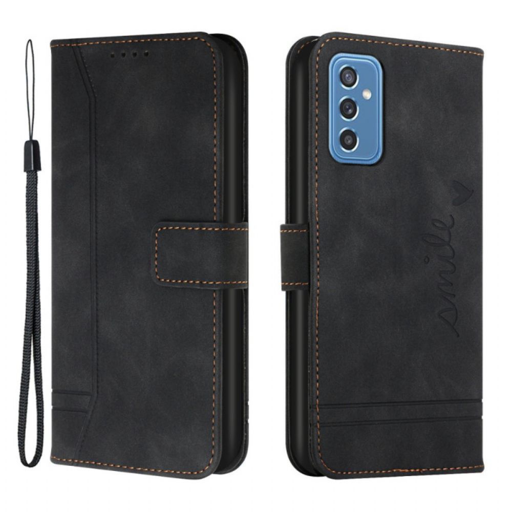 Flip Case Für Samsung Galaxy M52 5G Lächeln Mit Lanyard