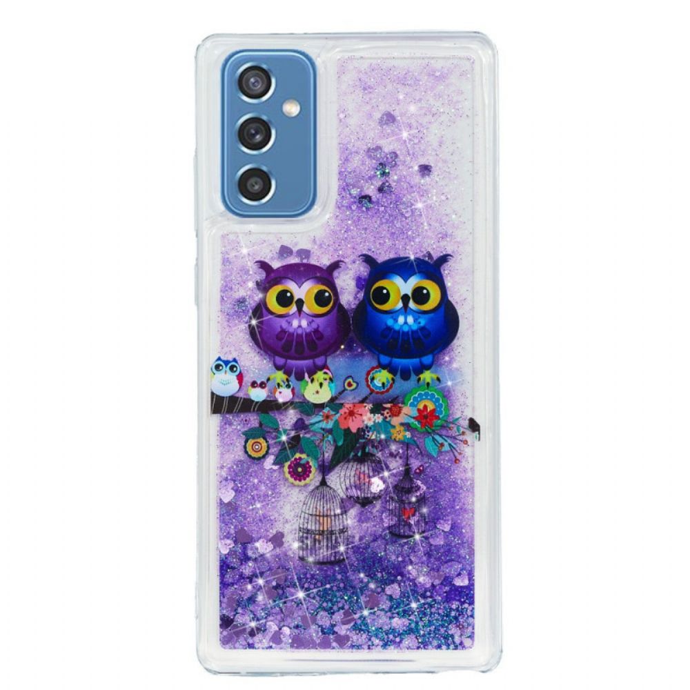 Hülle Für Samsung Galaxy M52 5G Paar Lila Eulen